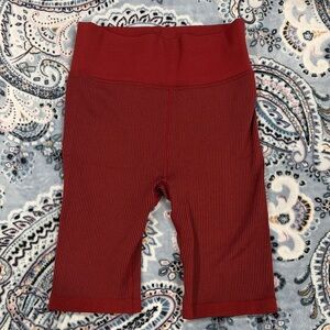 Women's Ribbed Red Bike Shorts